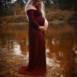 Maroon maternity dress